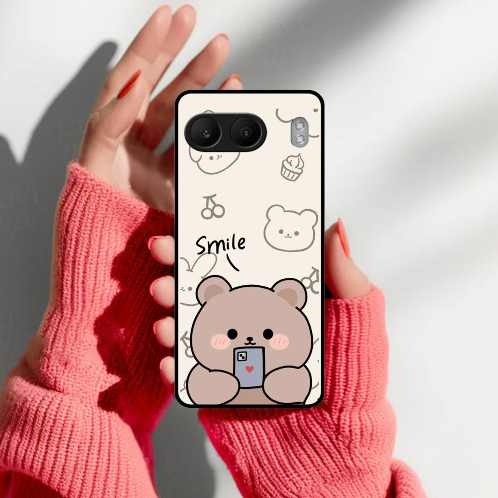 Cute Bear Glossy Metal Case Cover For OnePlus