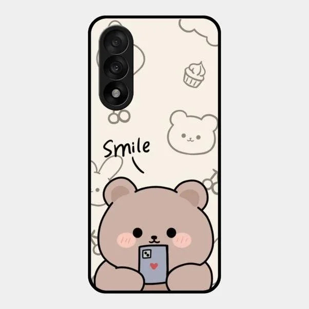 Cute Bear Glossy Metal Case Cover For Oneplus Nord 5 5G