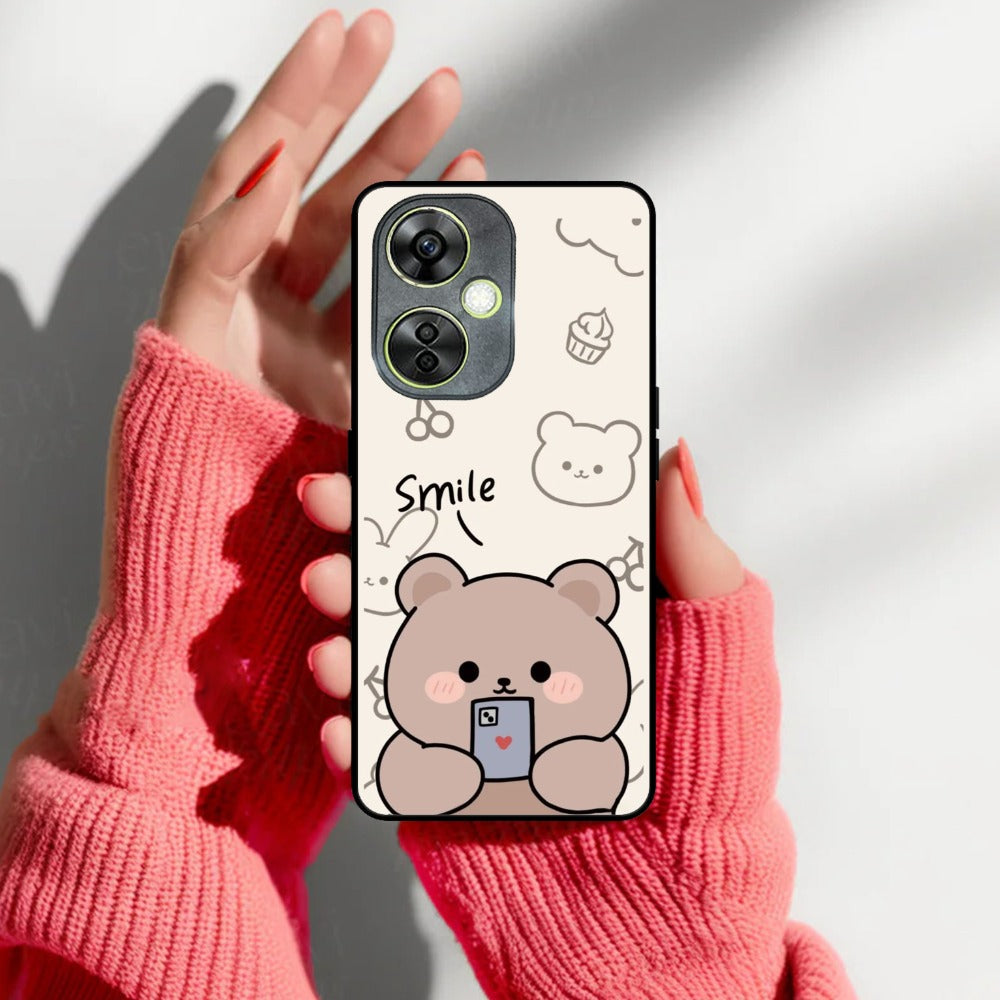 Cute Bear Glossy Metal Case Cover For OnePlus
