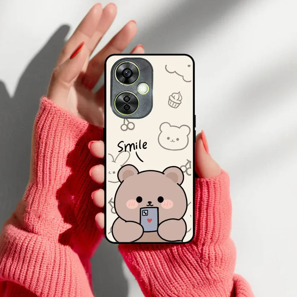 Cute Bear Glossy Metal Case Cover For OnePlus - ShopOnCliQ