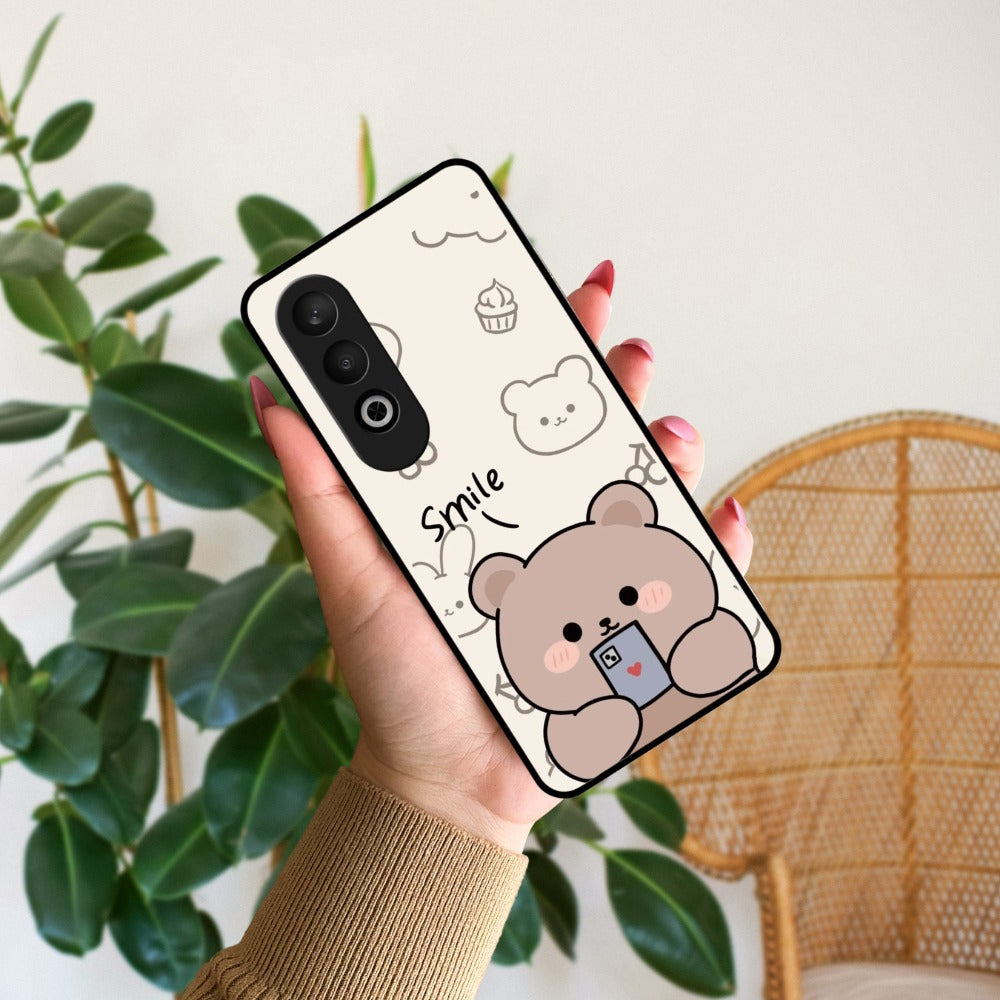 Cute Bear Glossy Metal Case Cover For OnePlus