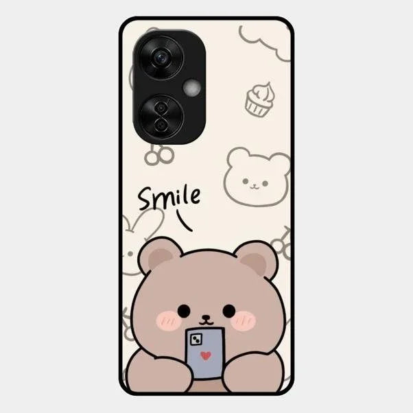 Cute Bear Glossy Metal Case Cover For Oneplus Nord Ce5 5G