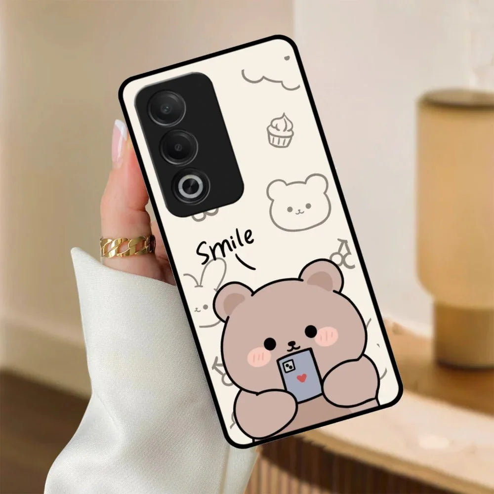 Cute Bear Glossy Metal Case Cover For Oppo - ShopOnCliQ