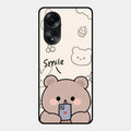 Cute Bear Glossy Metal Case Cover For Oppo A58