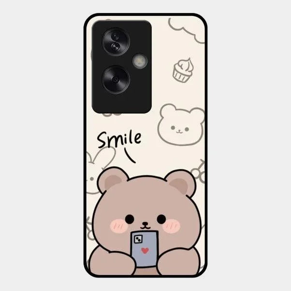 Cute Bear Glossy Metal Case Cover For Oppo A79 5G