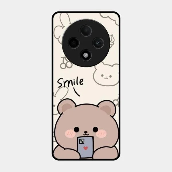 Cute Bear Glossy Metal Case Cover For Oppo F27 Pro Plus 5G