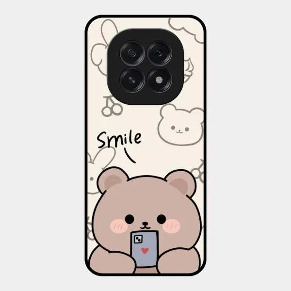 Cute Bear Glossy Metal Case Cover For Oppo F29 5G