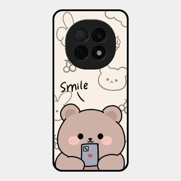 Cute Bear Glossy Metal Case Cover For Oppo F29 Pro 5G