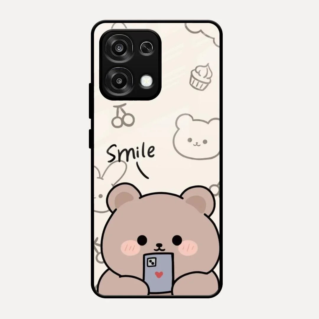 Cute Bear Glossy Metal Case Cover For Oppo F31 5G
