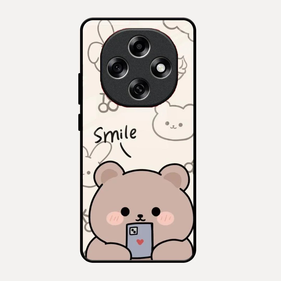 Cute Bear Glossy Metal Case Cover For Oppo F31 Pro 5G