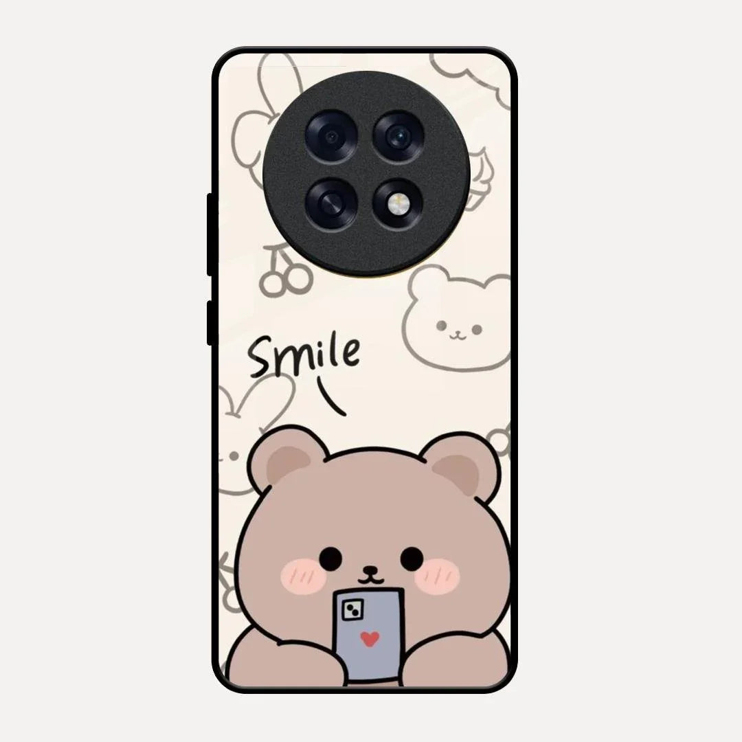 Cute Bear Glossy Metal Case Cover For Oppo F31 Pro Plus 5G