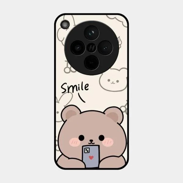 Cute Bear Glossy Metal Case Cover For Oppo Find X8 5G