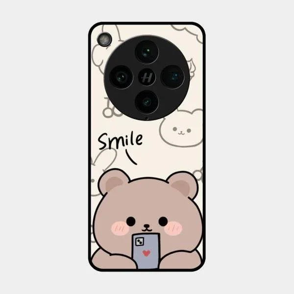 Cute Bear Glossy Metal Case Cover For Oppo Find X8 Pro 5G