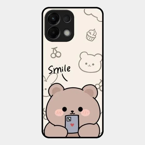 Cute Bear Glossy Metal Case Cover For Oppo K13 5G