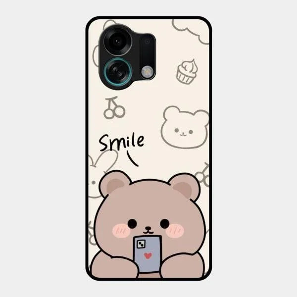 Cute Bear Glossy Metal Case Cover For Oppo K13 Turbo 5G