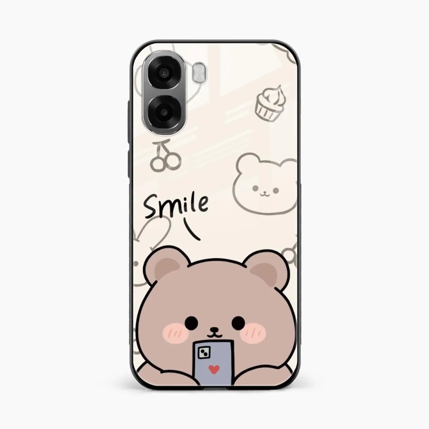 Cute Bear Glossy Metal Case Cover For Oppo K14x 5G
