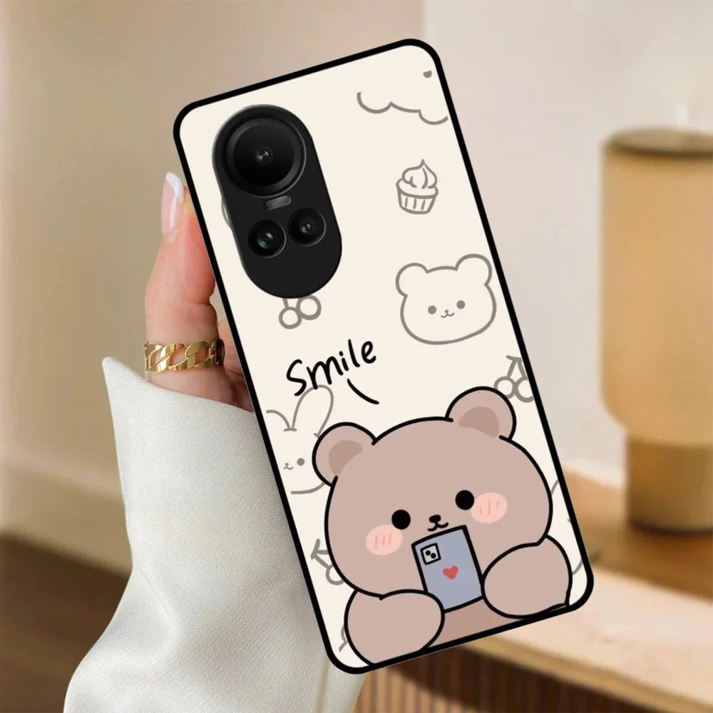 Cute Bear Glossy Metal Case Cover For Oppo - ShopOnCliQ