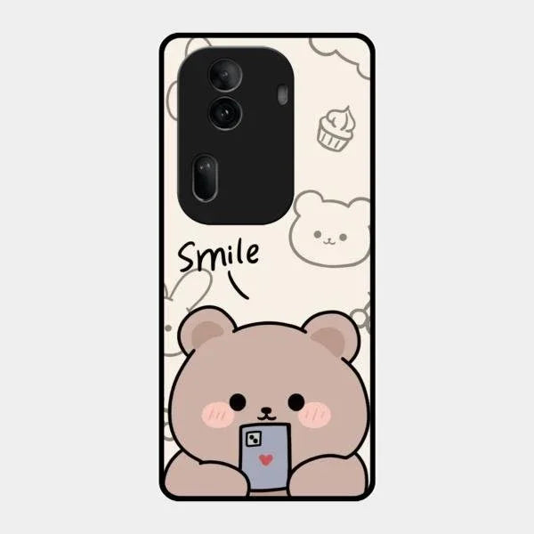 Cute Bear Glossy Metal Case Cover For Oppo Reno 11 Pro 5G