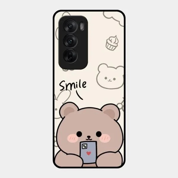 Cute Bear Glossy Metal Case Cover For Oppo Reno 12 5G