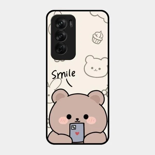 Cute Bear Glossy Metal Case Cover For Oppo Reno 12 Pro 5G