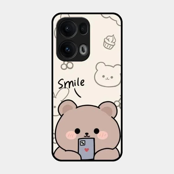 Cute Bear Glossy Metal Case Cover For Oppo Reno 13 Pro 5G