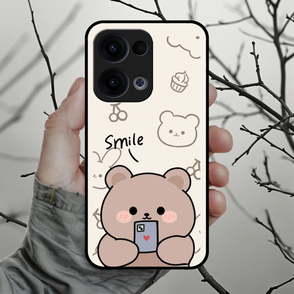 Cute Bear Glossy Metal Case Cover For Oppo