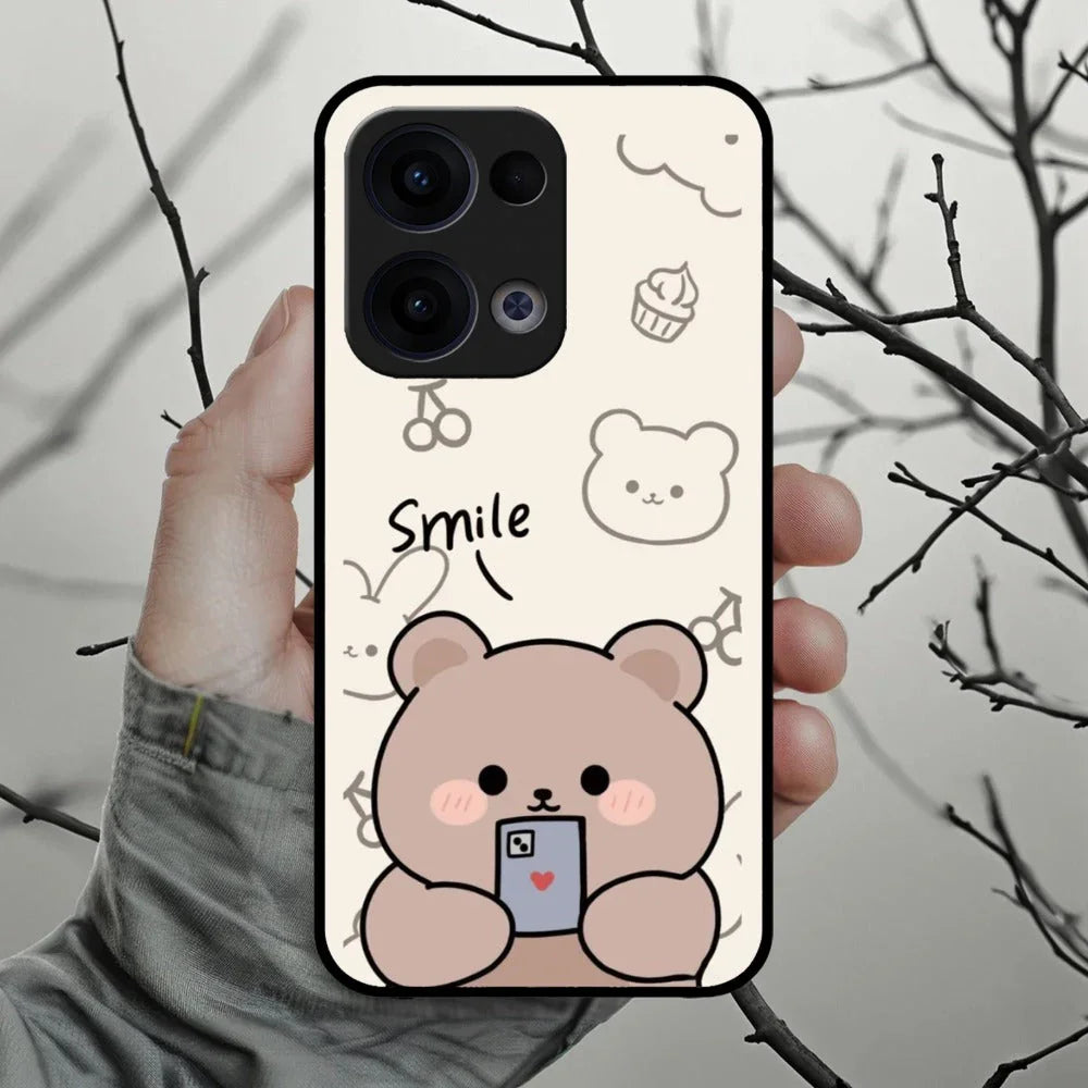 Cute Bear Glossy Metal Case Cover For Oppo - ShopOnCliQ