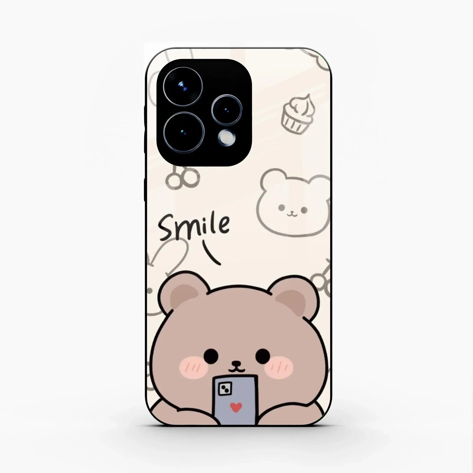 Cute Bear Glossy Metal Case Cover For Oppo Reno 15 5G