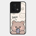 Cute Bear Glossy Metal Case Cover For Oppo Reno 8 5G