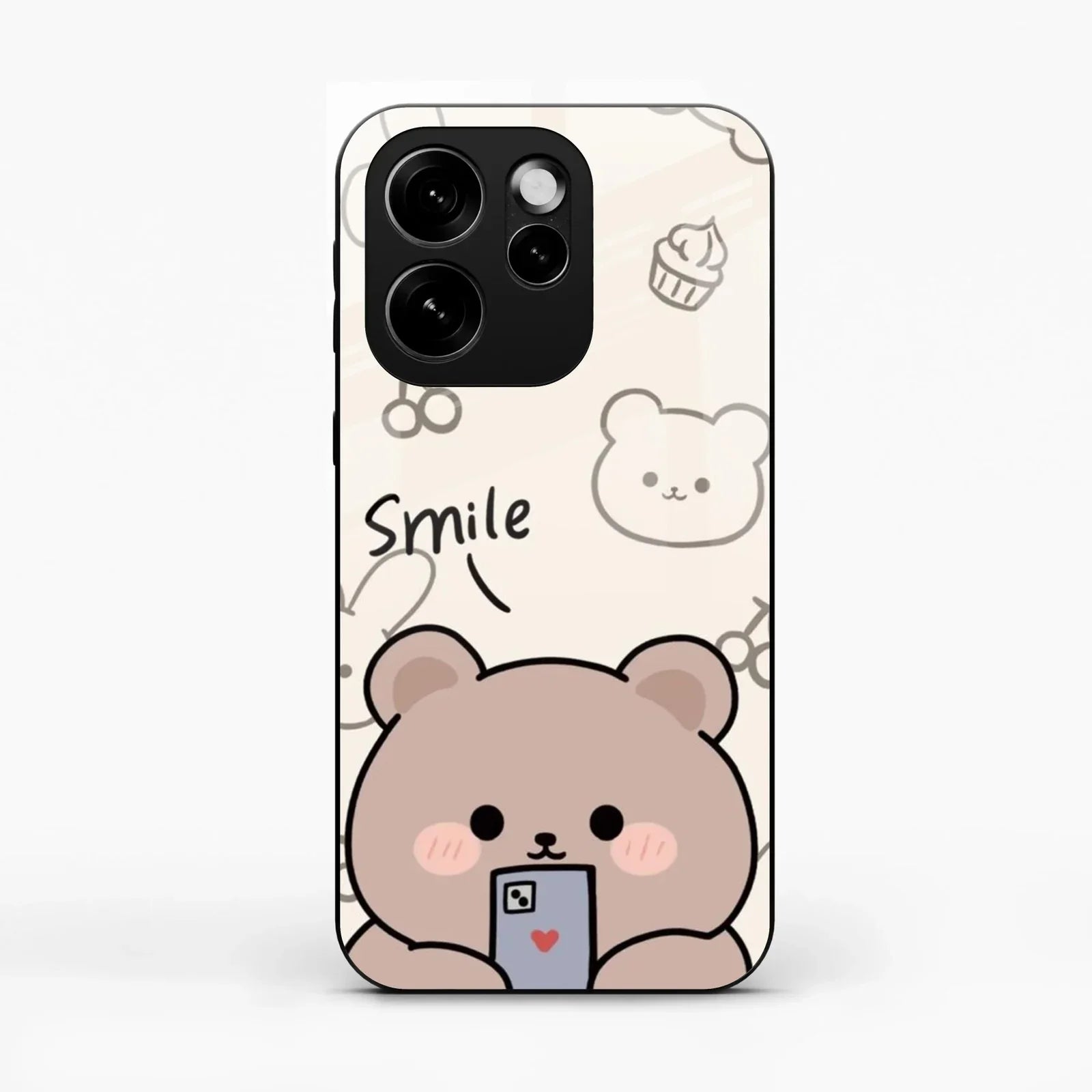 Cute Bear Glossy Metal Case Cover For Oppo Reno15 Pro 5G