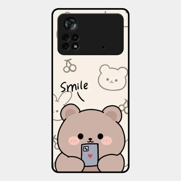 Cute Bear Glossy Metal Case Cover For Poco X4 Pro 5G