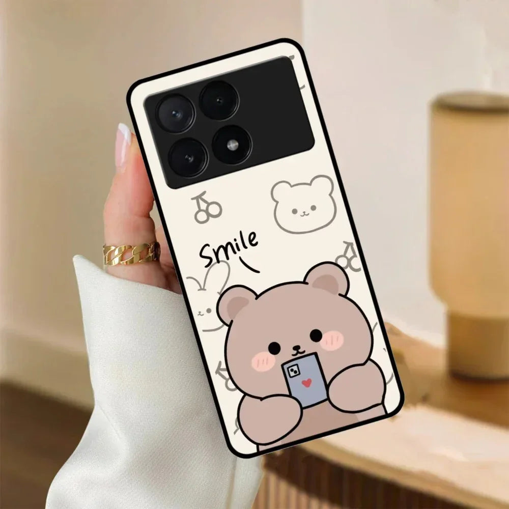 Cute Bear Glossy Metal Case Cover For Poco - ShopOnCliQ
