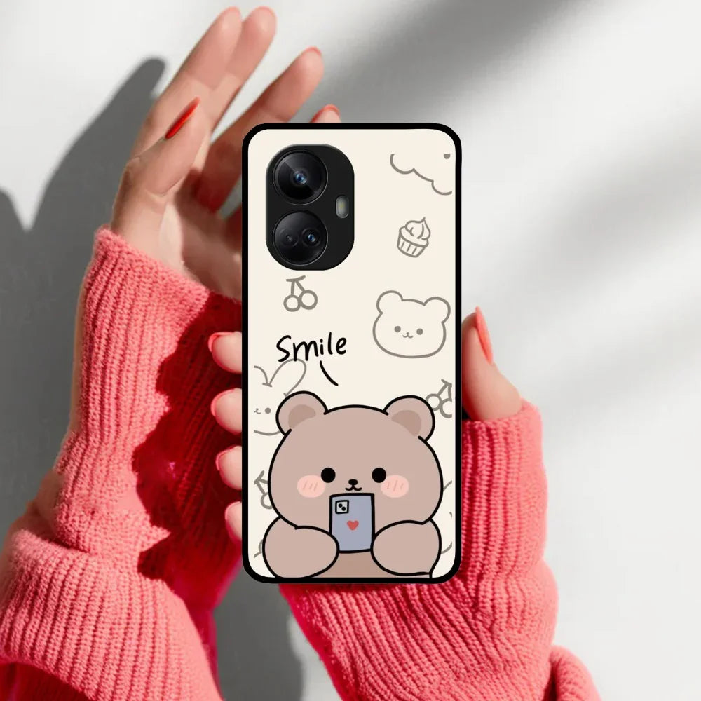 Cute Bear Glossy Metal Case Cover For Realme - ShopOnCliQ