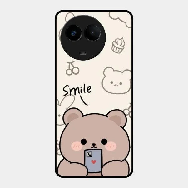 Cute Bear Glossy Metal Case Cover For Realme 11 5G