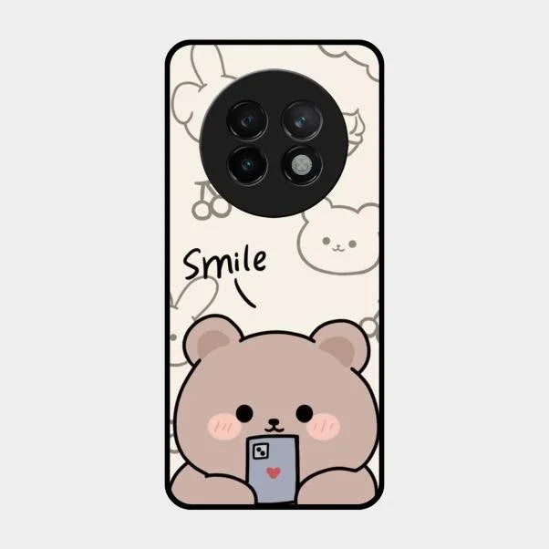 Cute Bear Glossy Metal Case Cover For Realme 13 Plus 5G