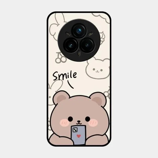 Cute Bear Glossy Metal Case Cover For Realme 14 Pro 5G