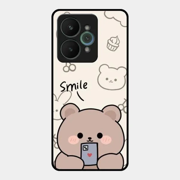 Cute Bear Glossy Metal Case Cover For Realme 15 5G