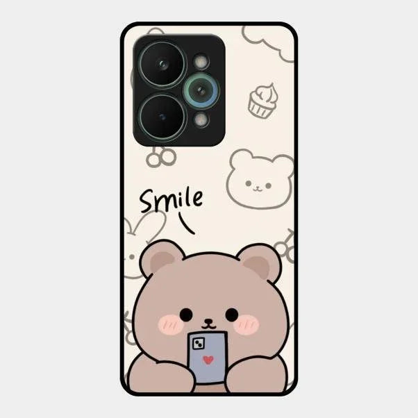 Cute Bear Glossy Metal Case Cover For Realme 15 Pro 5G