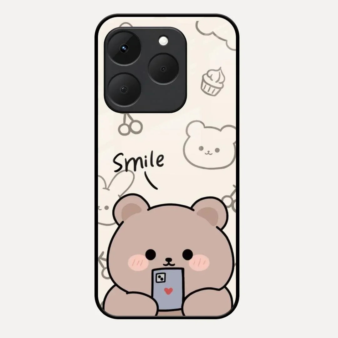 Cute Bear Glossy Metal Case Cover For Realme 15T 5G