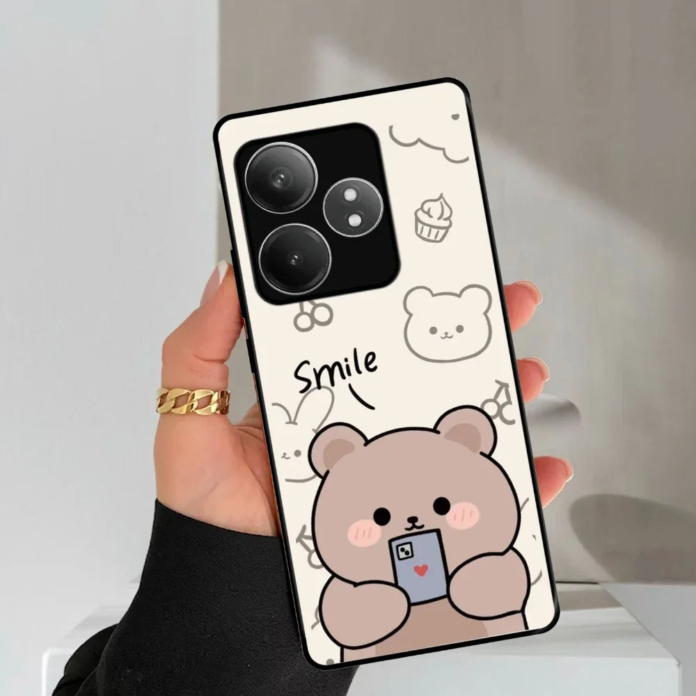 Cute Bear Glossy Metal Case Cover For Realme - ShopOnCliQ