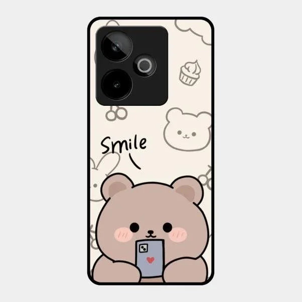 Cute Bear Glossy Metal Case Cover For Realme Gt 7 5G