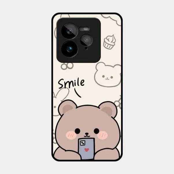 Cute Bear Glossy Metal Case Cover For Realme Gt 7 Pro