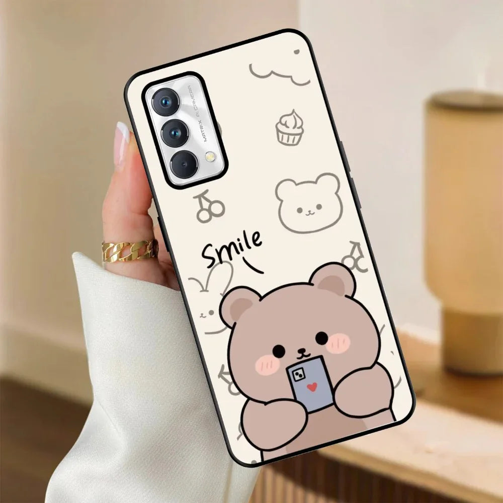 Cute Bear Glossy Metal Case Cover For Realme - ShopOnCliQ