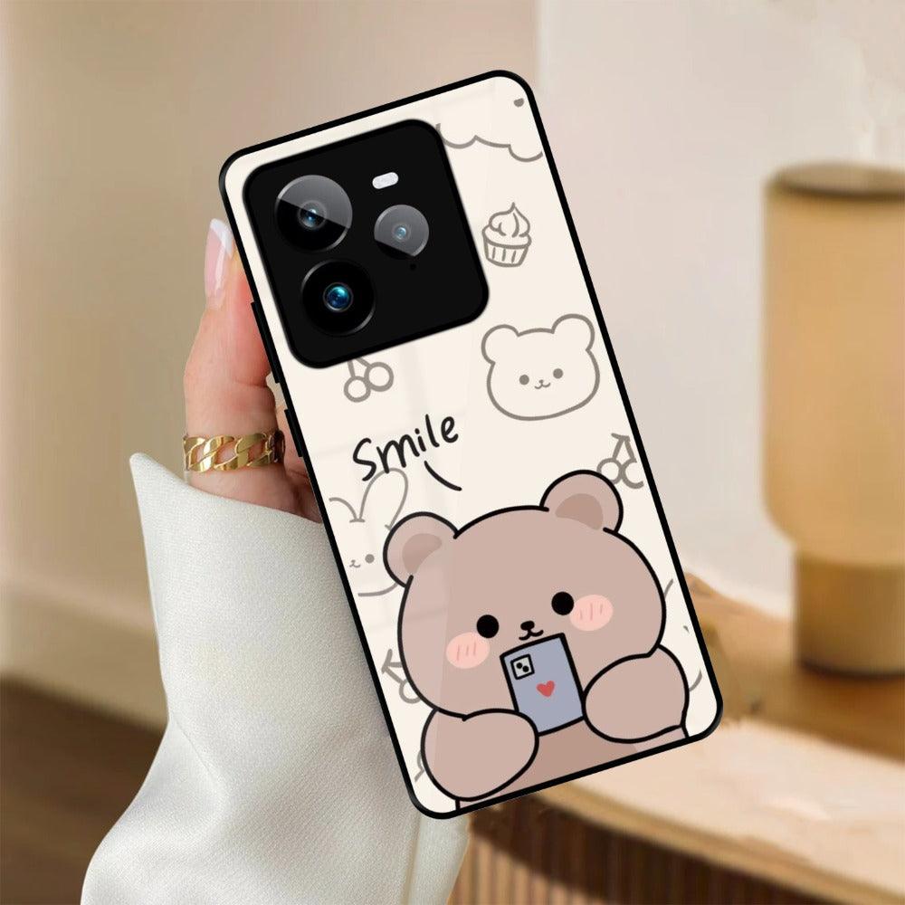 Cute Bear Glossy Metal Case Cover For Realme - ShopOnCliQ