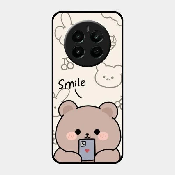 Cute Bear Glossy Metal Case Cover For Realme Narzo 70 5G
