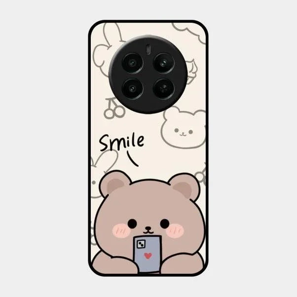 Cute Bear Glossy Metal Case Cover For Realme Narzo 70 Pro 5G