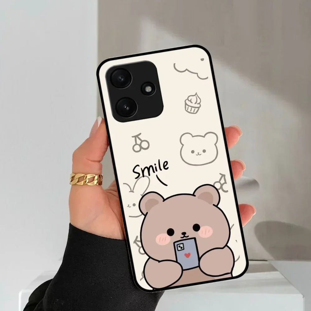 Cute Bear Glossy Metal Case Cover For Poco - ShopOnCliQ