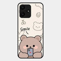 Cute Bear Glossy Metal Case Cover For Redmi 12 5G
