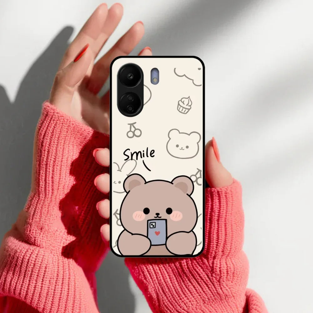 Cute Bear Glossy Metal Case Cover For Redmi - ShopOnCliQ