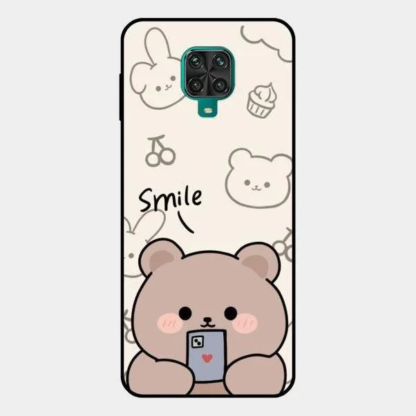 Cute Bear Glossy Metal Case Cover For Redmi Note 10 Lite